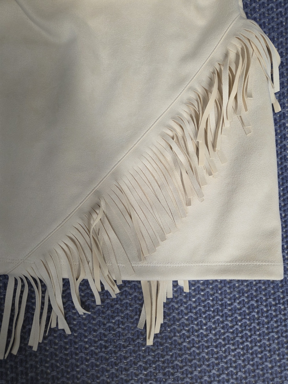 Fringe Mini Suede Skirt in Cream - Women's Skirt #0273 - Picture 3 of 10